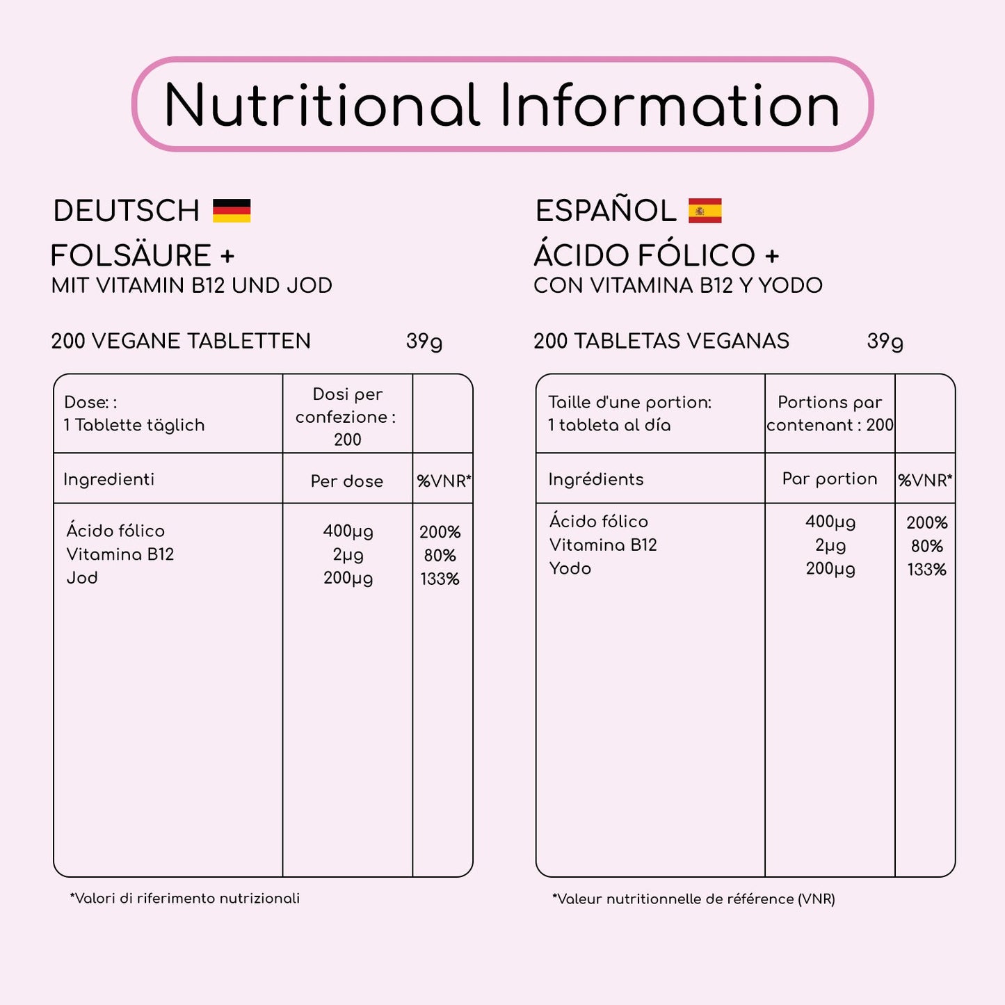 Vegan Folic Acid 400μg 200 Tablets