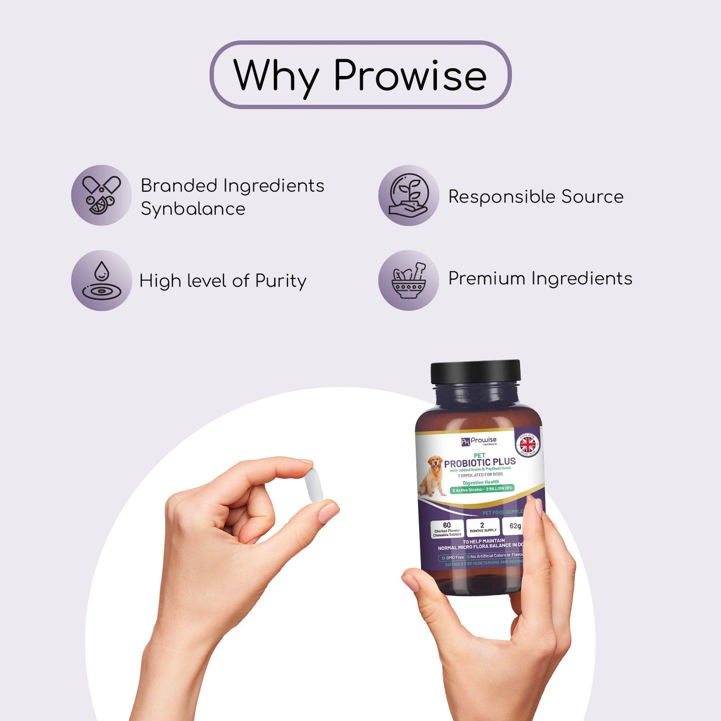 Probiotic Tablets For Dogs 60 Chicken Flavour Chewable Tablets