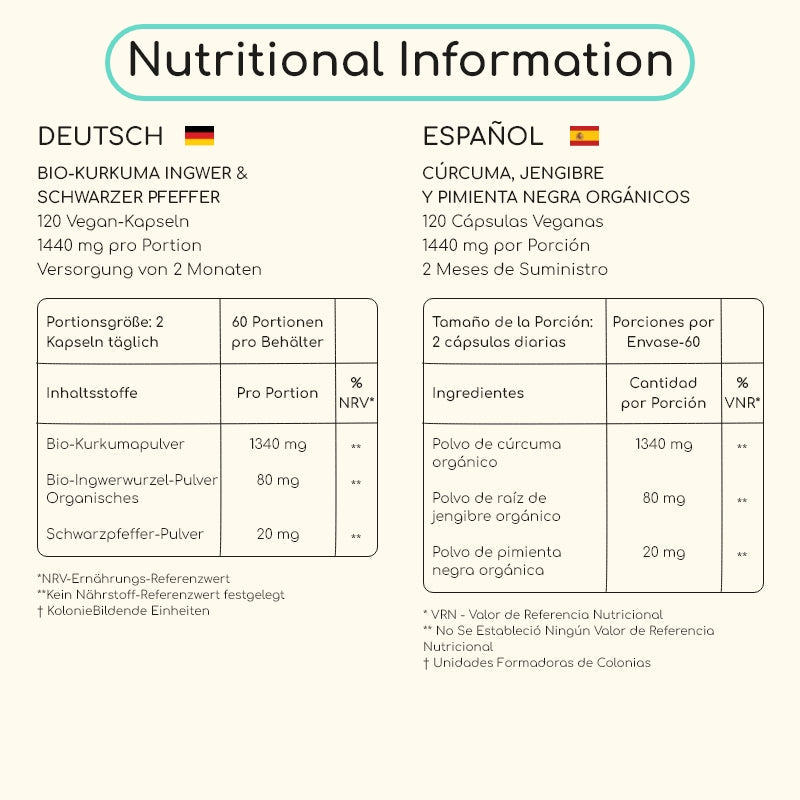 Organic Turmeric Capsules with Black Pepper, Ginger & Curcumin