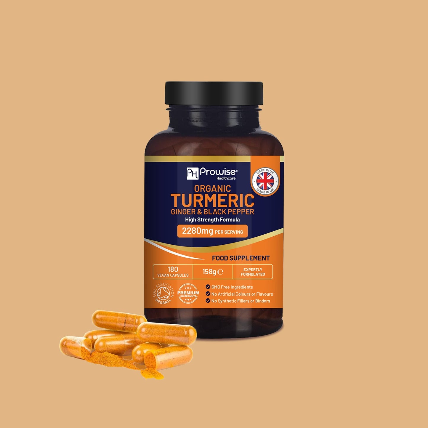 Turmeric with Ginger and Black Pepper 2280mg 180 Capsules