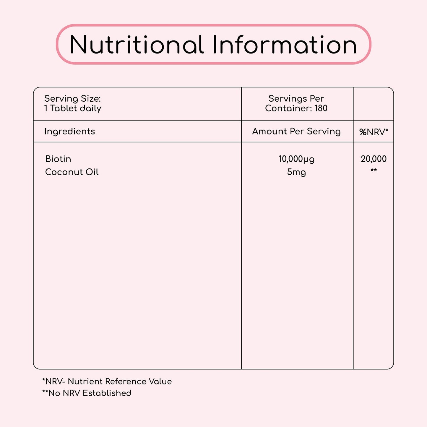 Biotin With Coconut Oil 180 Tablets