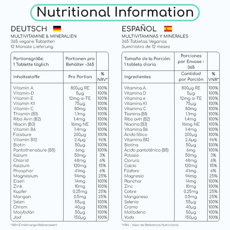 Multivitamin Tablets 365 Vegan Food Supplement Tablets