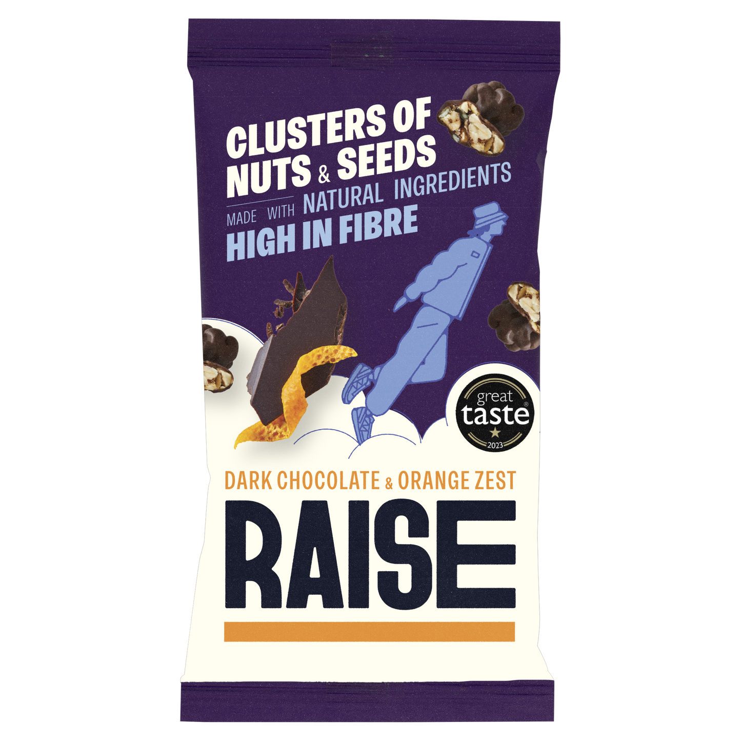 Raise Snacks Dark Chocolate Orange Zest Clusters of Nuts and Seeds, 35gr