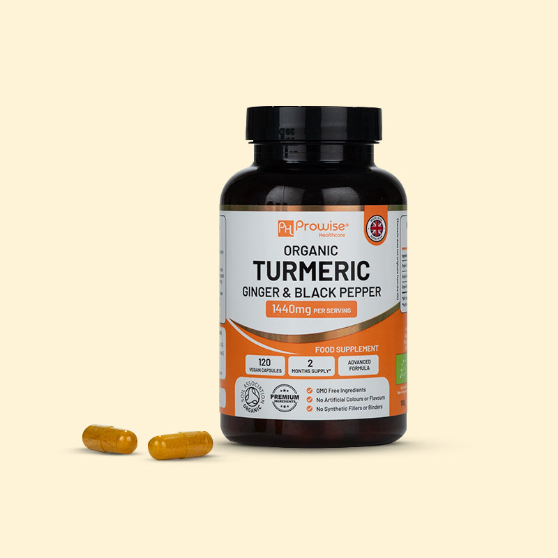 Organic Turmeric Capsules with Black Pepper, Ginger & Curcumin