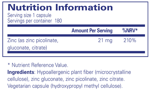 Pure Encapsulations Zinc Complex, 180 Capsules